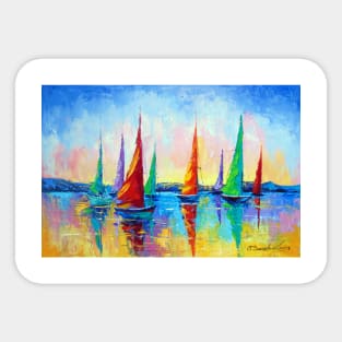 Multi-colored sailboats Sticker